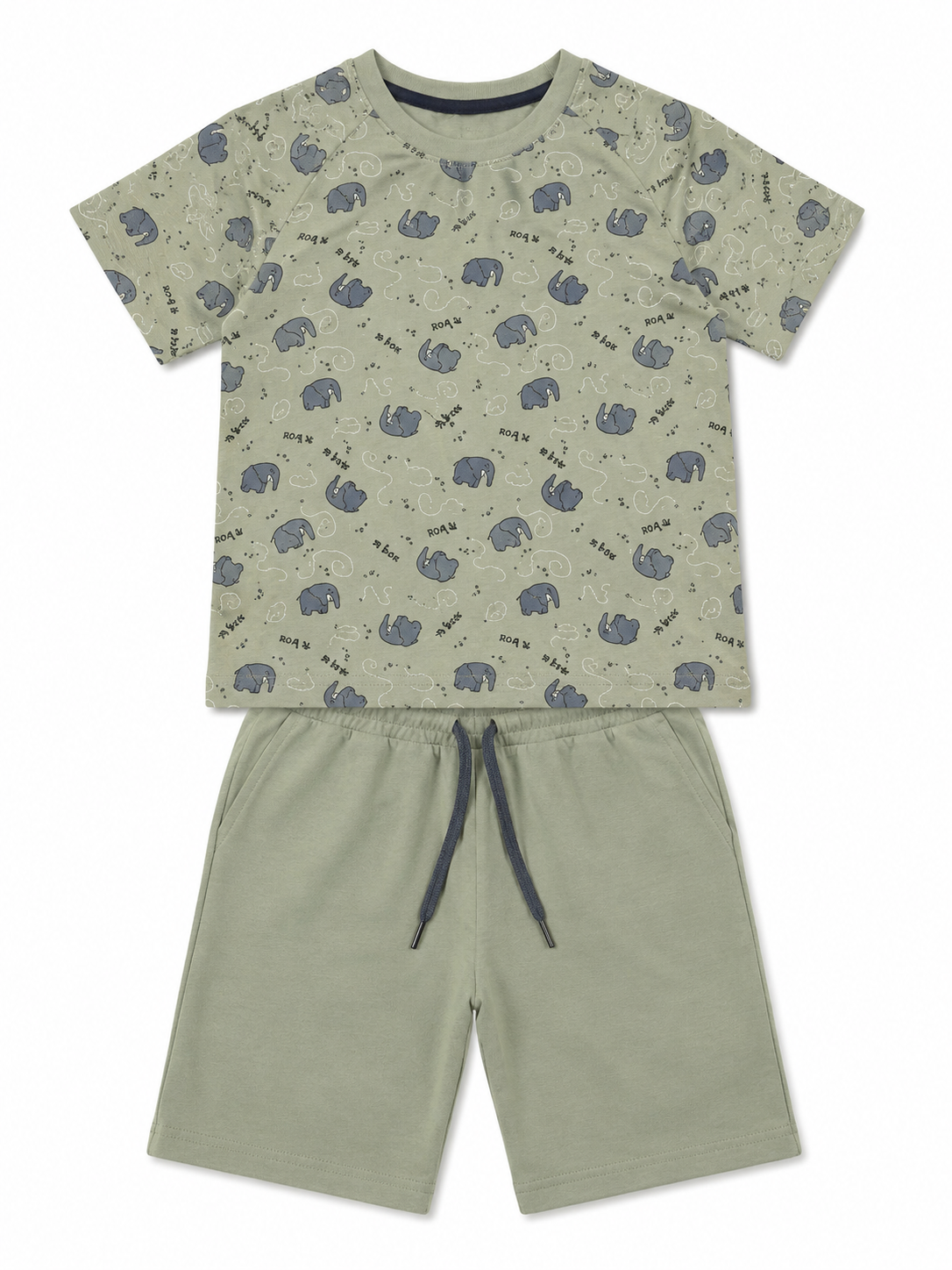 Boys Elephant Print Shorts Set