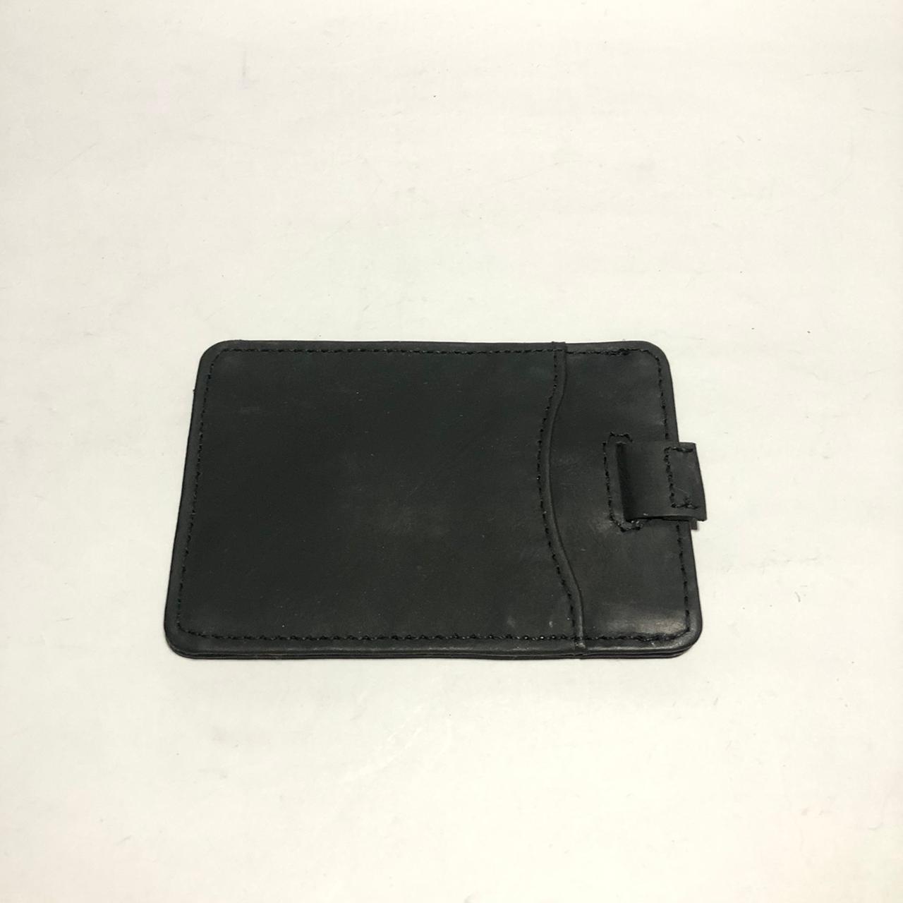 Minimalist black leather card holder
