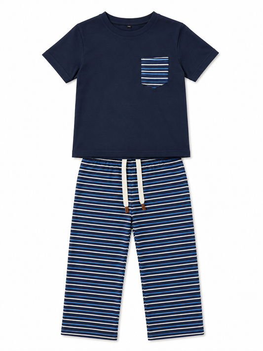 Boys Navy Stripe Pajama Set
