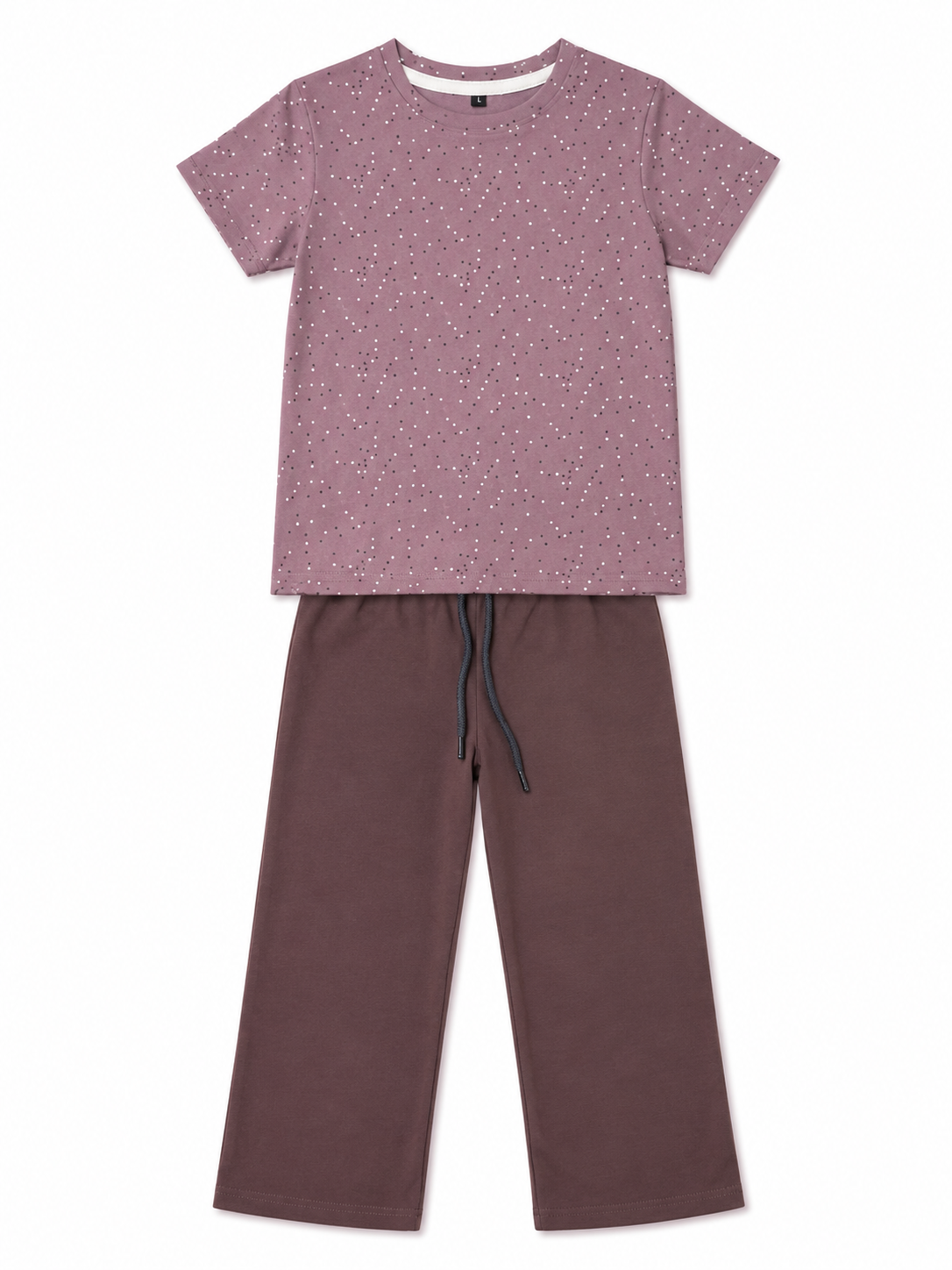 Girls Purple Dotted Pajama Set