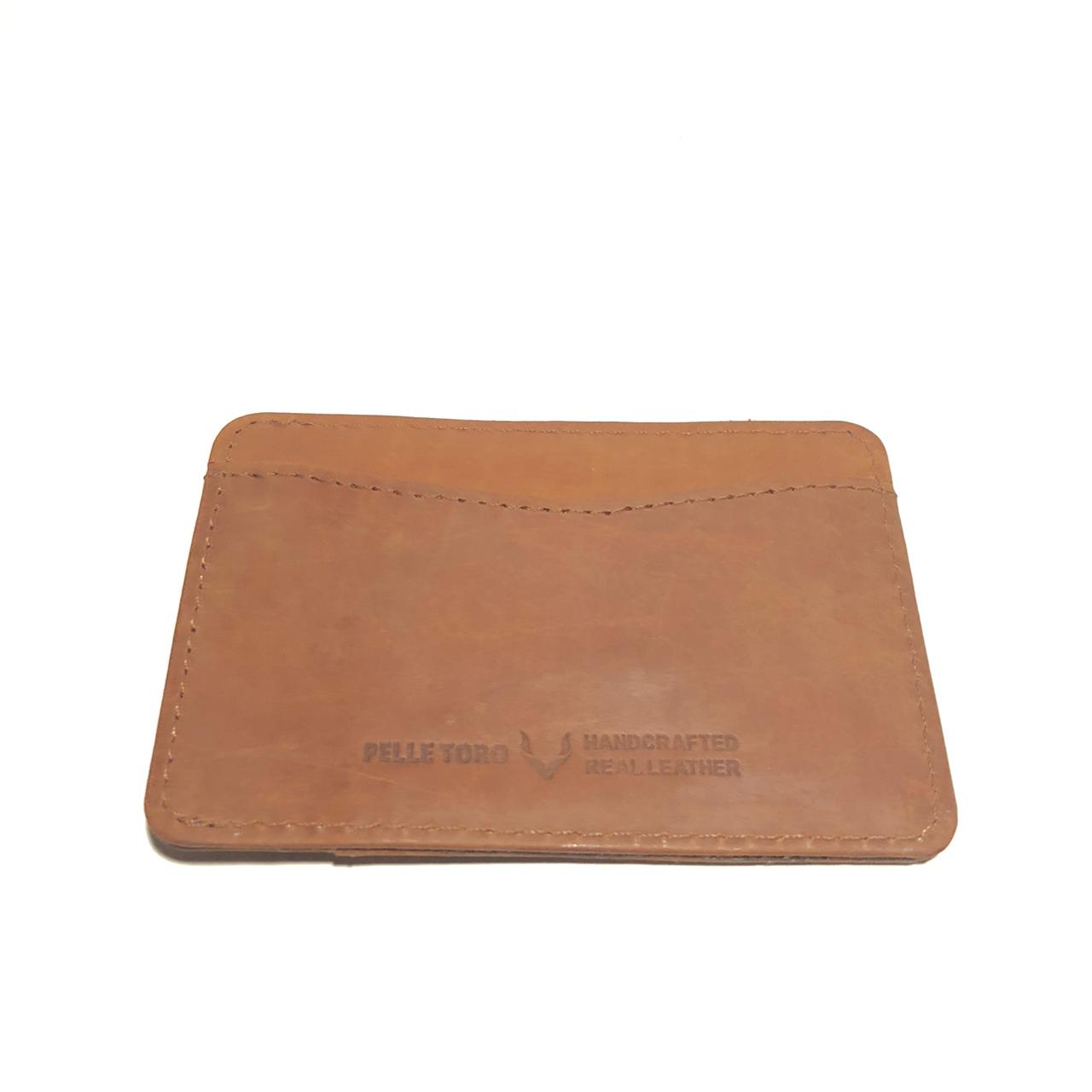 Minimal tan leather card wallet