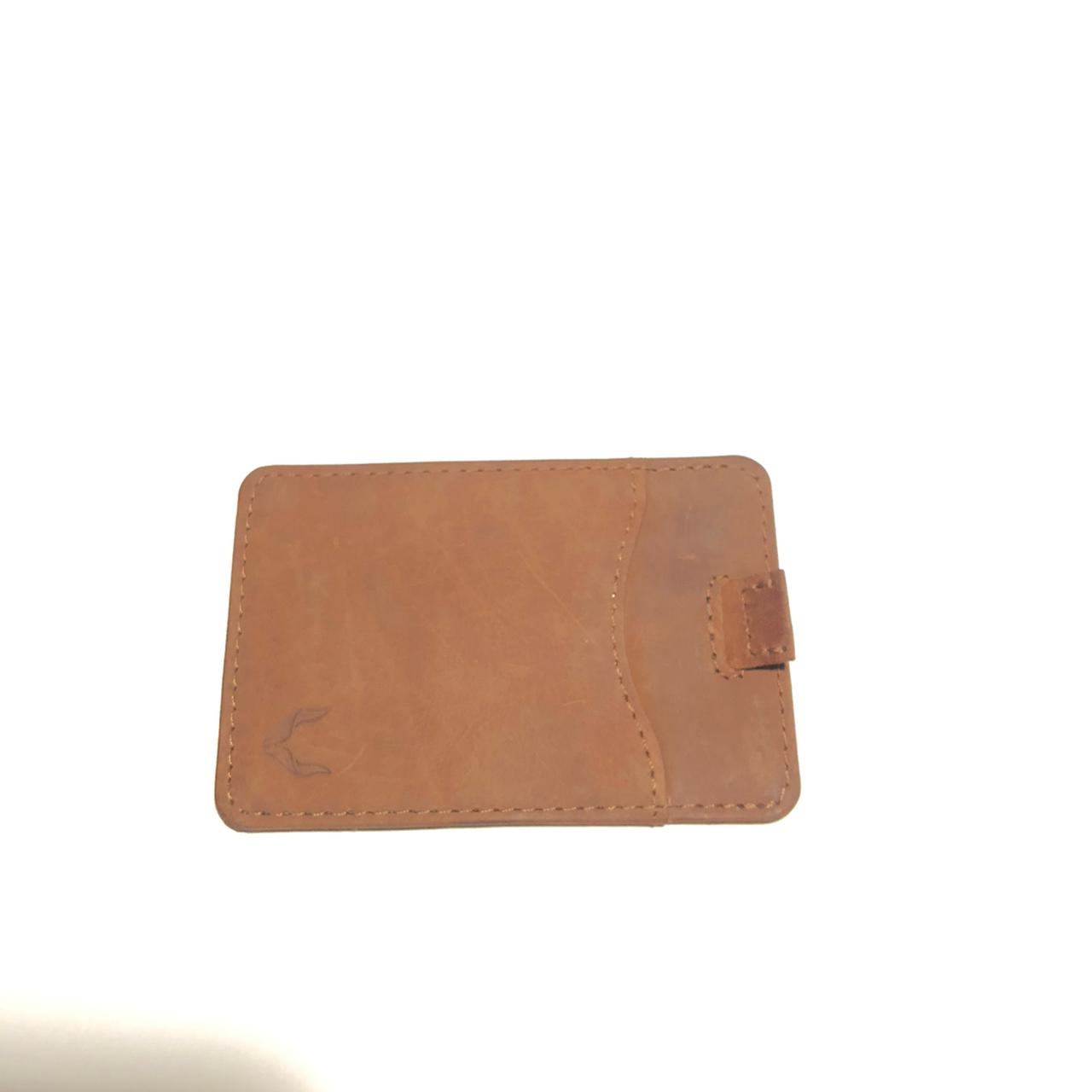 Minimal tan leather card wallet