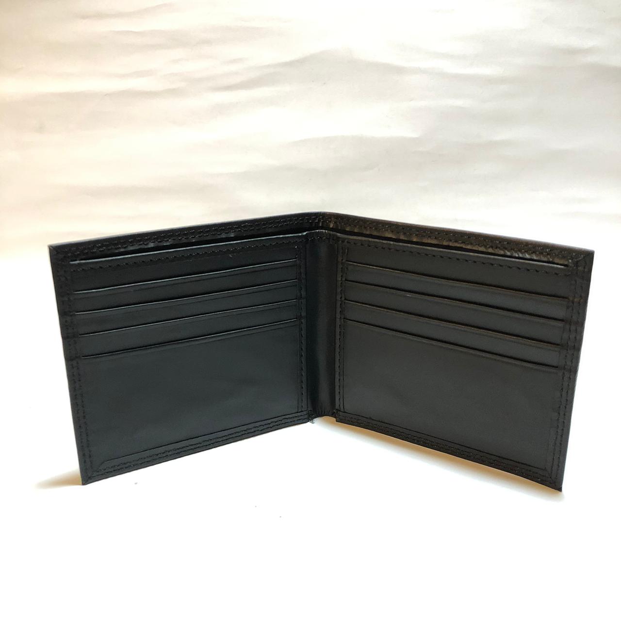 Sleek black leather bifold wallet