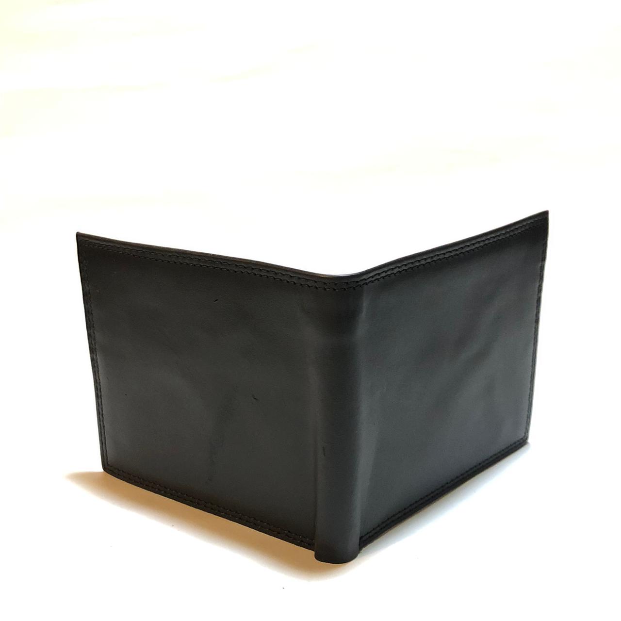 Sleek black leather bifold wallet