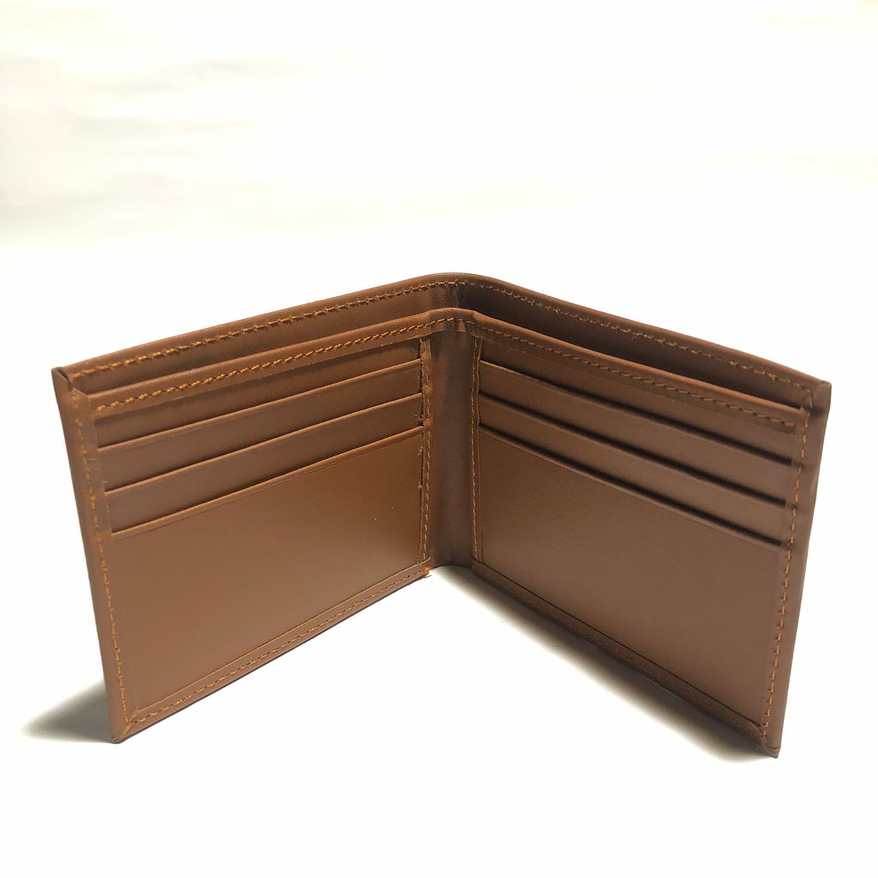 Brown leather bi-fold wallet