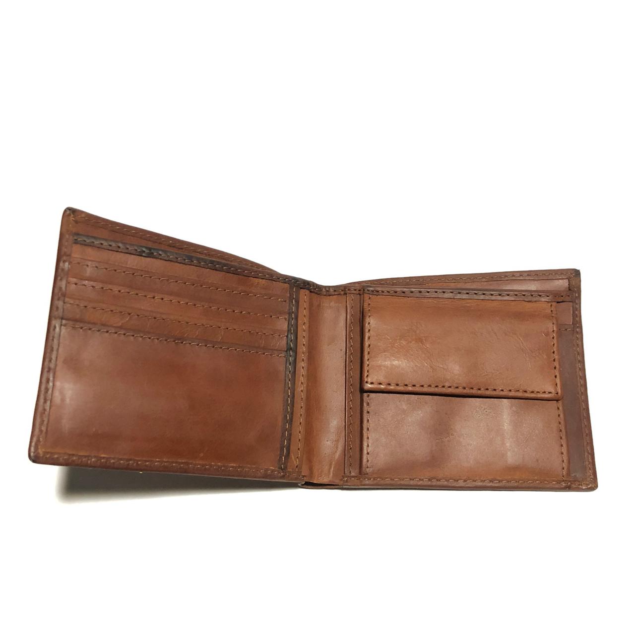 Brown leather bifold wallet
