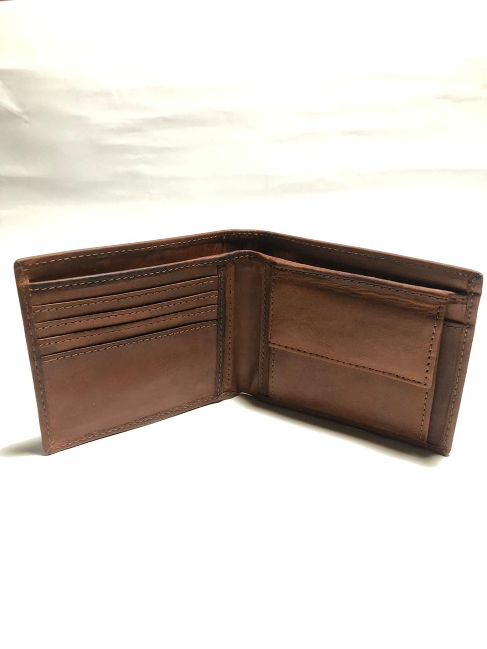 Brown leather bifold wallet