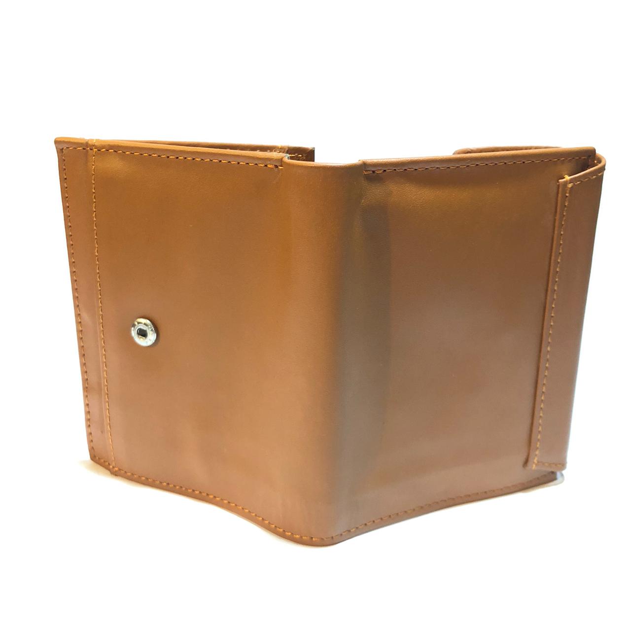 Tan leather trifold wallet