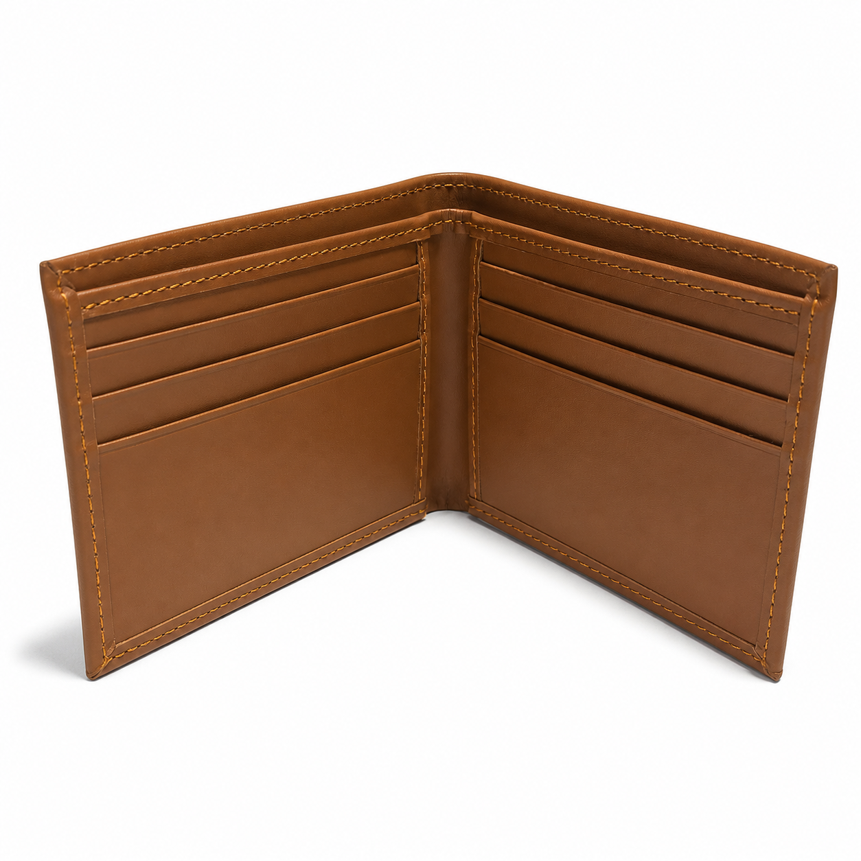 Brown leather bi-fold wallet
