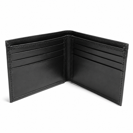Black leather bifold wallet