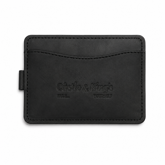 Minimalist black leather card holder